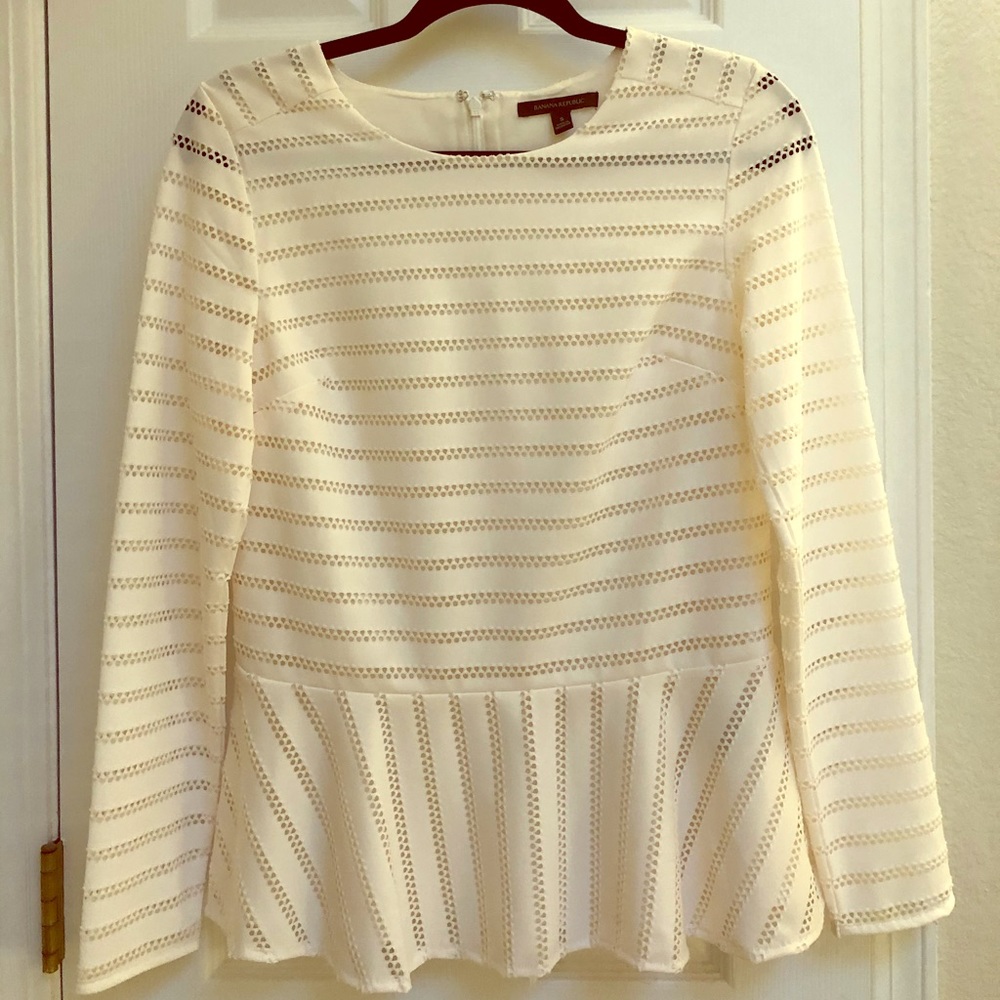 White eyelet peplum top